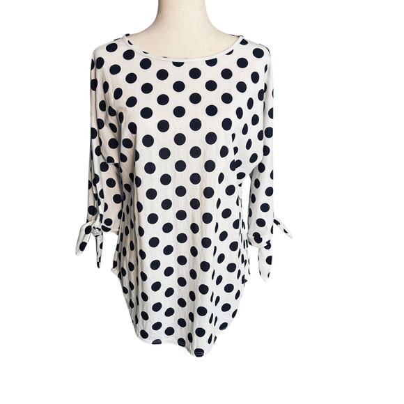 Pure Essence Womens Size Small Tunic Blouse Black White Polka Dot - Picture 1 of 6